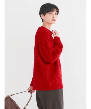 AMERICAN HOLIC パッチワークケーブルニットチュニック Red