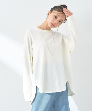 earth music&ecology ラウンドルーズロンＴ Ivory