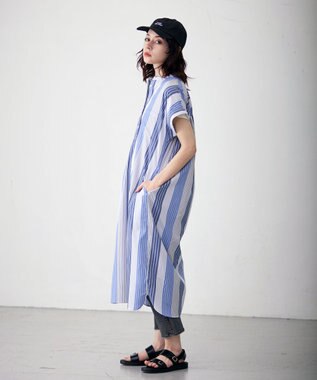 J.PRESS YORK STREET 【WOMEN】ドルマンシャツ ワンピース ブルー系1