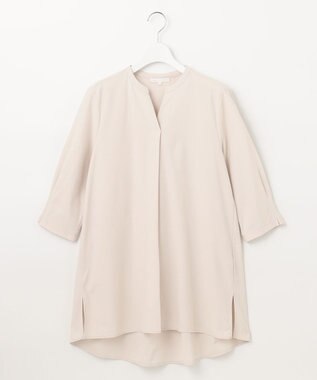 自由区 S 【UVカット・吸水速乾・洗える】ツイストプレーンバンドカラーチュニック丈 カットソー シャンパンベージュ