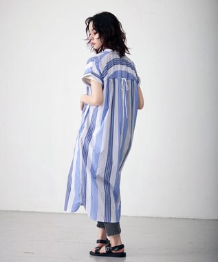 J.PRESS YORK STREET 【WOMEN】ドルマンシャツ ワンピース ブルー系1