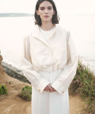 BEIGE， SULFUR / シルク混ショート丈バルーンブルゾン Ecru