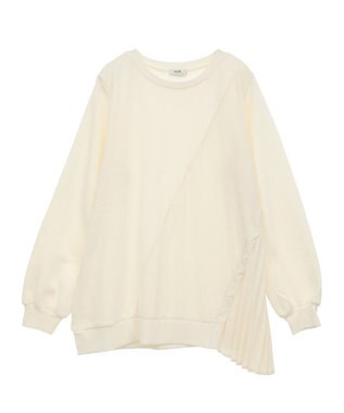 earth music&ecology サイドプリーツ裏起毛プルオーバー Ivory