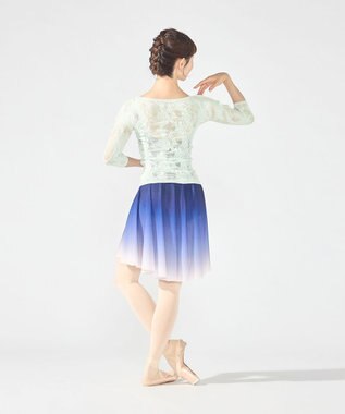 Chacott シアーレースボートネックトップ アクアグリーン