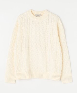 ANY L 【洗濯機可】ソフトタッチケーブルニット アイボリー系