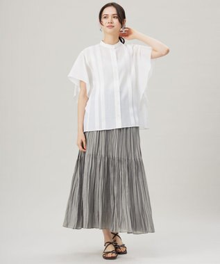 自由区 L 【接触冷感・吸水速乾・洗える】ナチュラルリネンフレア袖 シャツ オフ