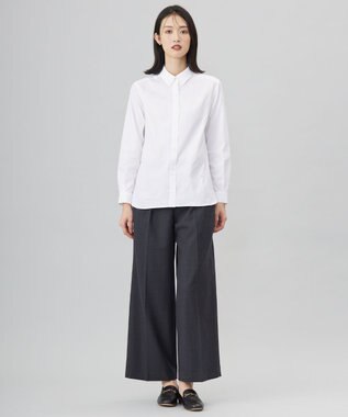 J.PRESS LADIES 【洗える】PINオックス ボタンダウン シャツ ホワイト系