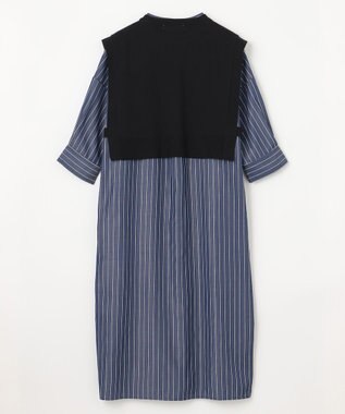 ANY 【洗濯機可・セットアイテム】短丈ベスト×シャツワンピースセット ブラック