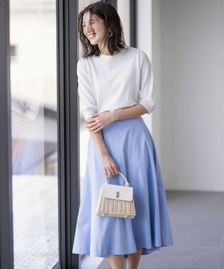 組曲 【UVケア・接触冷感】MINA 6分袖ニットプルオーバー パールホワイト系