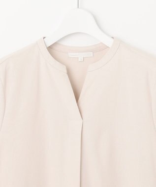 自由区 S 【UVカット・吸水速乾・洗える】ツイストプレーンバンドカラーチュニック丈 カットソー シャンパンベージュ