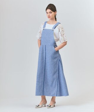 GRACE CONTINENTAL シャンブレーツイードジャンパースカート ブルー