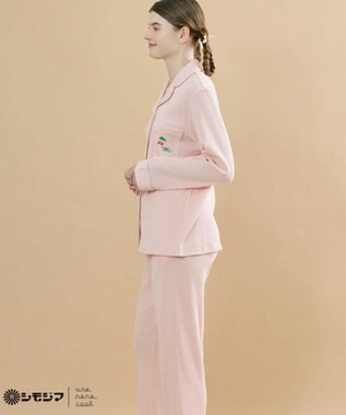 une nana cool MADE WITH シモジマ 【綿100%】開襟ワッフルパジャマ ピンク