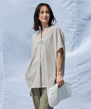 ICB 【洗える】ヴィンテージスパンブロード プルオーバーブラウス ライトオリーブ系