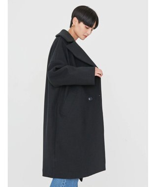 AMERICAN HOLIC 中空ＦＩＢＥＲドロップショルダーチェスターコート Black