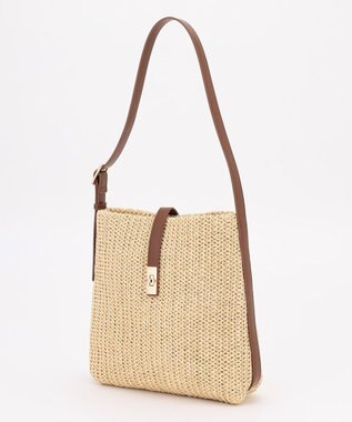 ANY フェイクラフィアワンショルダーバッグ ブラウン