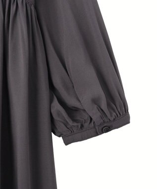 Green Parks スキッパーギャザーワンピース Charcoal Gray