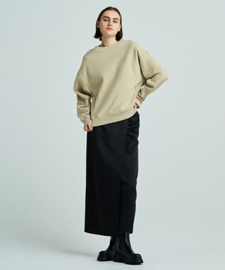 uncrave 【洗濯機洗い可】サテン ドロストスカート（uncrave WHITE） ブラック