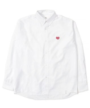 WEGO 【ユニセックス着用ITEM/MLサイズ展開】オックスフォードワンポイントシャツ（LS） ホワイト