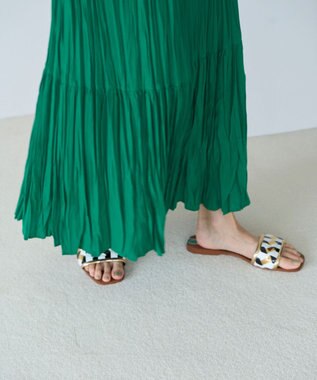 UNFILO ワッシャープリーツスカート グリーン