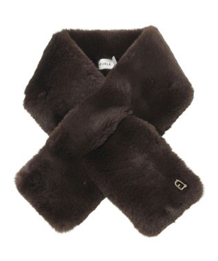 MOONBAT FURLA（フルラ）ビッグ差し込みファーティペット  アーチロゴ フェイクファー