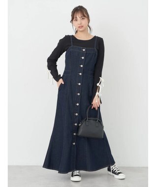 earth music&ecology ボタンキャミデニムワンピース Indigo