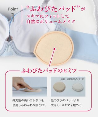 Wing ブラジャー バストとカップのすきまにフィット 自然にボリュームメイク ソフトなつけごこち 【スキマフィットブラ】 ブラ KB2366 ウイング／ワコール グレイッシュブルー