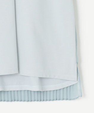 自由区 【洗える・XSサイズあり】シアーコンビバックプリーツ カットソー スカイブルー系