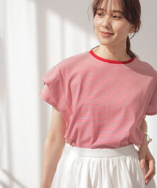 組曲 S GIZAコットンドルマンスリーブ Tシャツ オフ×チェリー系2