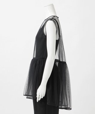 23区 【GOLD LABEL/見上愛さん着用】チュール ペプラムブラウス ブラック系