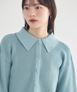 earth music&ecology 【2点SET】襟付きニットアンサンブル Blue