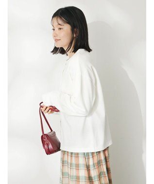 CRAFT STANDARD BOUTIQUE ウ゛ィンテージ風天竺　パール釦クルーカーデＬ／Ｓ Off White