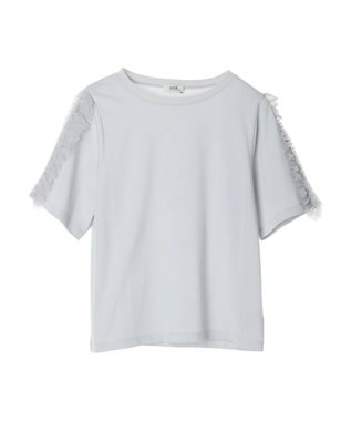 earth music&ecology チュールフリルプルオーバー Ice Gray