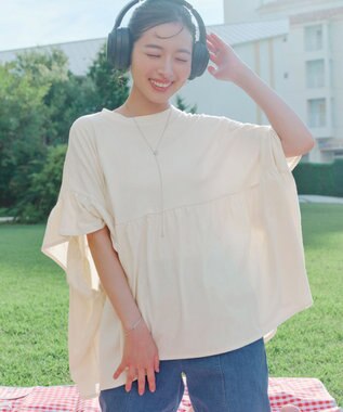 Tiaclasse 【新色追加】ギャザー切り替えフレアプルオーバー アイボリー