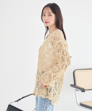 earth music&ecology クロシェ風プルオーバー Light Yellow