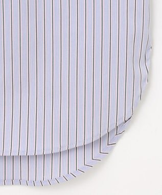 J.PRESS LADIES L 【洗える】BEZ ストライプ フリルネック ブラウス サックスブルー系1