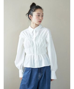earth music&ecology ビスチェライクシャーリングシャツ White