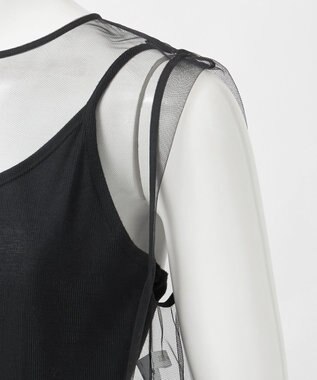 23区 【GOLD LABEL/見上愛さん着用】チュール ペプラムブラウス ブラック系