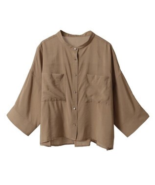 AMERICAN HOLIC 接触冷感Wポケット5分袖ショートシャツ Camel