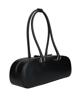 INTER-CHAUSSURES 【CHRISTIAN VILLA】レザーワイドミディアムショルダーバッグ ブラック