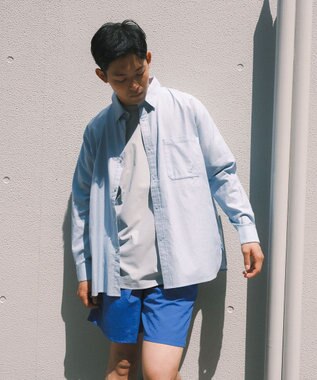 SHARE PARK MENS 【UVカット・撥水・ストレッチ】イージーデニムレギュラーカラーシャツ サックスブルー系