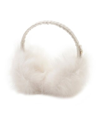 MOONBAT FURLA(フルラ)キラキラフェイクファー イヤマフ 無地 オフホワイト