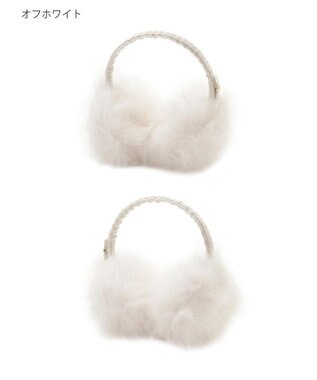 MOONBAT FURLA(フルラ)キラキラフェイクファー イヤマフ 無地 オフホワイト
