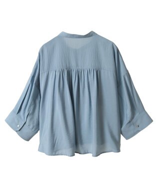 AMERICAN HOLIC 接触冷感Wポケット5分袖ショートシャツ Sax