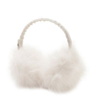 MOONBAT FURLA(フルラ)キラキラフェイクファー イヤマフ 無地 オフホワイト