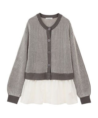 Green Parks 配色リブドッキングチュニック Gray