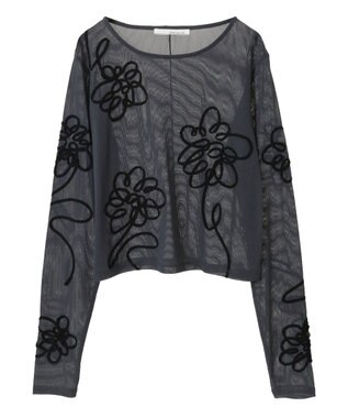 Green Parks ・ＥＬＥＮＣＡＲＥ　ＤＵＥ　コード刺繍シアーロンＴ Charcoal Gray