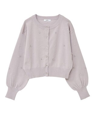 earth music&ecology パール＆ビジューカーディガン Pink Beige