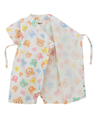 MIKI HOUSE HOT BISCUITS 【60-80cm】総柄 甚平オール 白