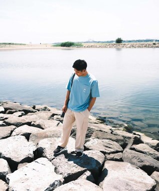 SHARE PARK MENS 【UVカット・吸水速乾・ストレッチ・軽量 】ポケットロゴTシャツ（L・XLサイズ） サックスブルー系