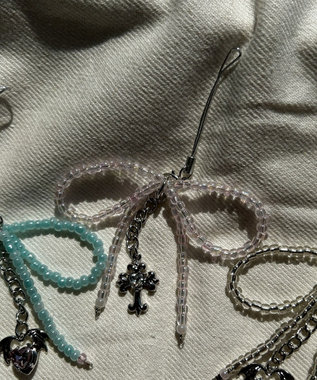 WEGO リボンビーズストラップキーホルダー 柄3